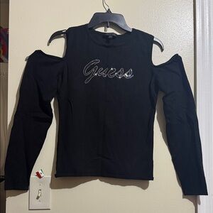 Guess Black Cold Shoulder Long Sleeve Top